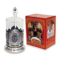 Набор для чая "ВДВ" (3 пр.) карт.коробка, стекл. стакан (знак+лазерная гравировка) ложка-нерж.грав. ПД-618/1КС